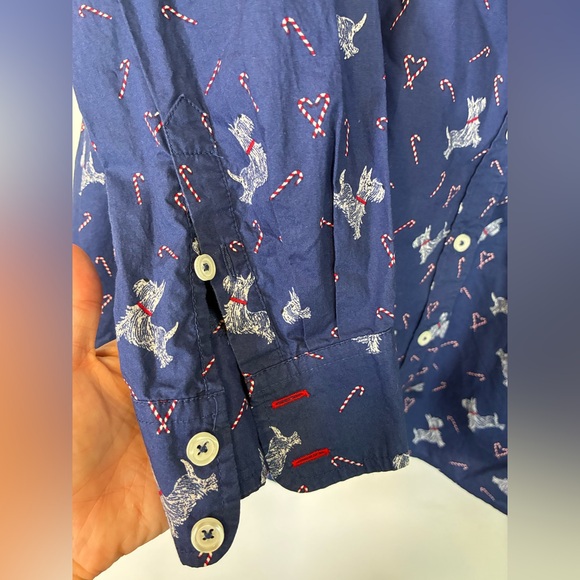 Talbots Scottish Terrier Candy Cane Top 2X button Long Sleeve Christmas Holiday - Picture 3 of 5